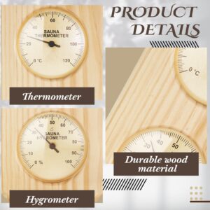 Dunzy Wooden Sauna Thermometer and Hygrometer 2 in 1 Humidity Temperature Measurement Wood Sauna Room Thermometer Indoor Thermometer and Humidity Gauge for Indoor Outdoor Home Family Hotel Sauna Room