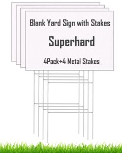 4 pack blank yard signs with metal stakes,17x12 inches corrugated plastic lawn yard signs for garage,yard sale,outdoor