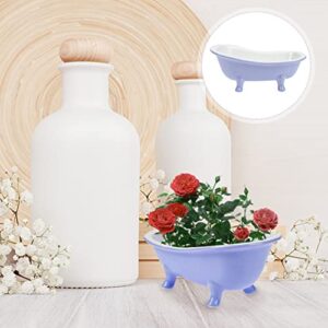 GANAZONO Jewelry Tray Bathtub Shape Ceramic Flower Pot Bonsai Flower Pot Mini Flower Pot Plant Container for Indoor Outdoor Garden Plants Decor