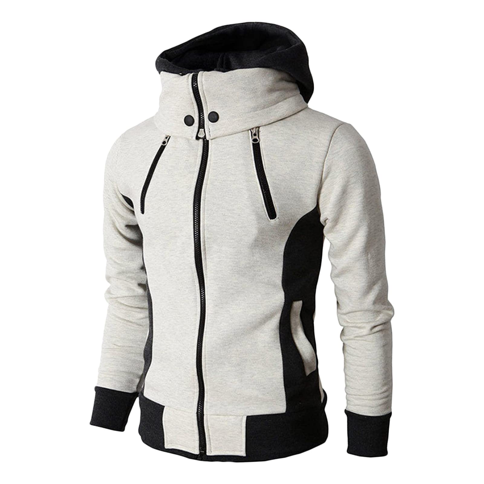 Maiyifu-GJ Men Full Zip Hooded Sweatshirt Winter Slim Fit Active Hoodie Jackets Long Sleeve Lightweight Hoodies Windbreaker (White,Medium)