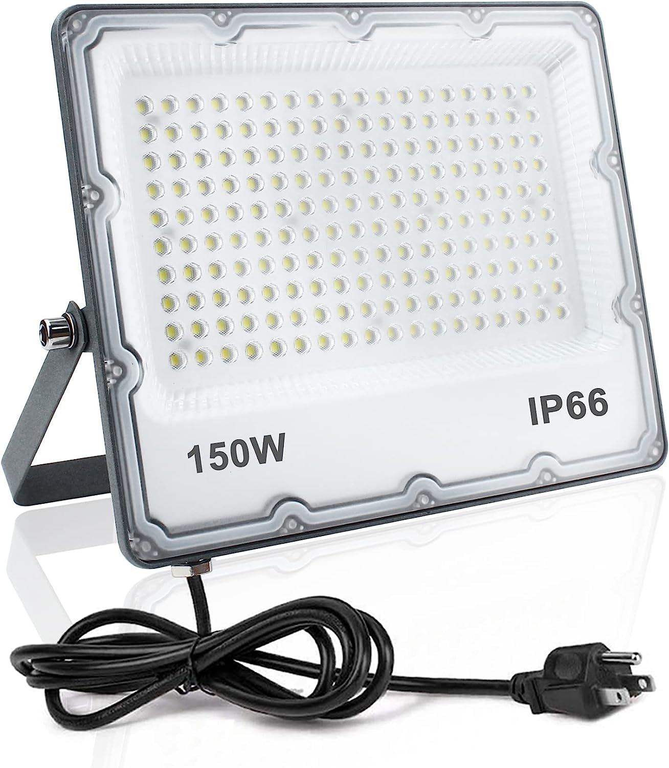 INDMIRD 150W LED Flood Light, Outdoor Security Lights Wall Fixtures 6500K 15000LM Illumination, IP66 Waterproof White Lighting Projects for Ball Ground, Parking Lot, Pathway, Yard