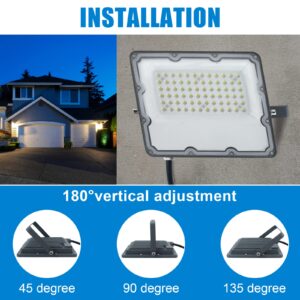 INDMIRD 150W LED Flood Light, Outdoor Security Lights Wall Fixtures 6500K 15000LM Illumination, IP66 Waterproof White Lighting Projects for Ball Ground, Parking Lot, Pathway, Yard