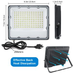 INDMIRD 150W LED Flood Light, Outdoor Security Lights Wall Fixtures 6500K 15000LM Illumination, IP66 Waterproof White Lighting Projects for Ball Ground, Parking Lot, Pathway, Yard