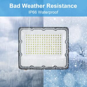 INDMIRD 150W LED Flood Light, Outdoor Security Lights Wall Fixtures 6500K 15000LM Illumination, IP66 Waterproof White Lighting Projects for Ball Ground, Parking Lot, Pathway, Yard