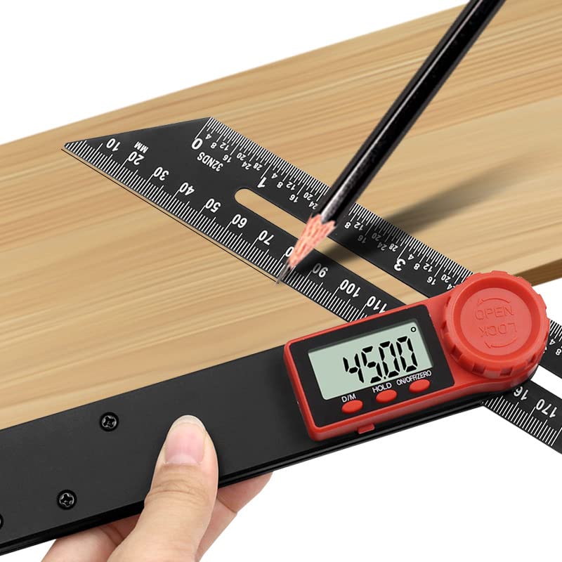 Digital Angle Finder Protractor, Electronic Level 360° LCD Digital Sliding T Bevel Gauge Angle Finder, Angle Measuring Tool for Woodworking Carpenter Construction