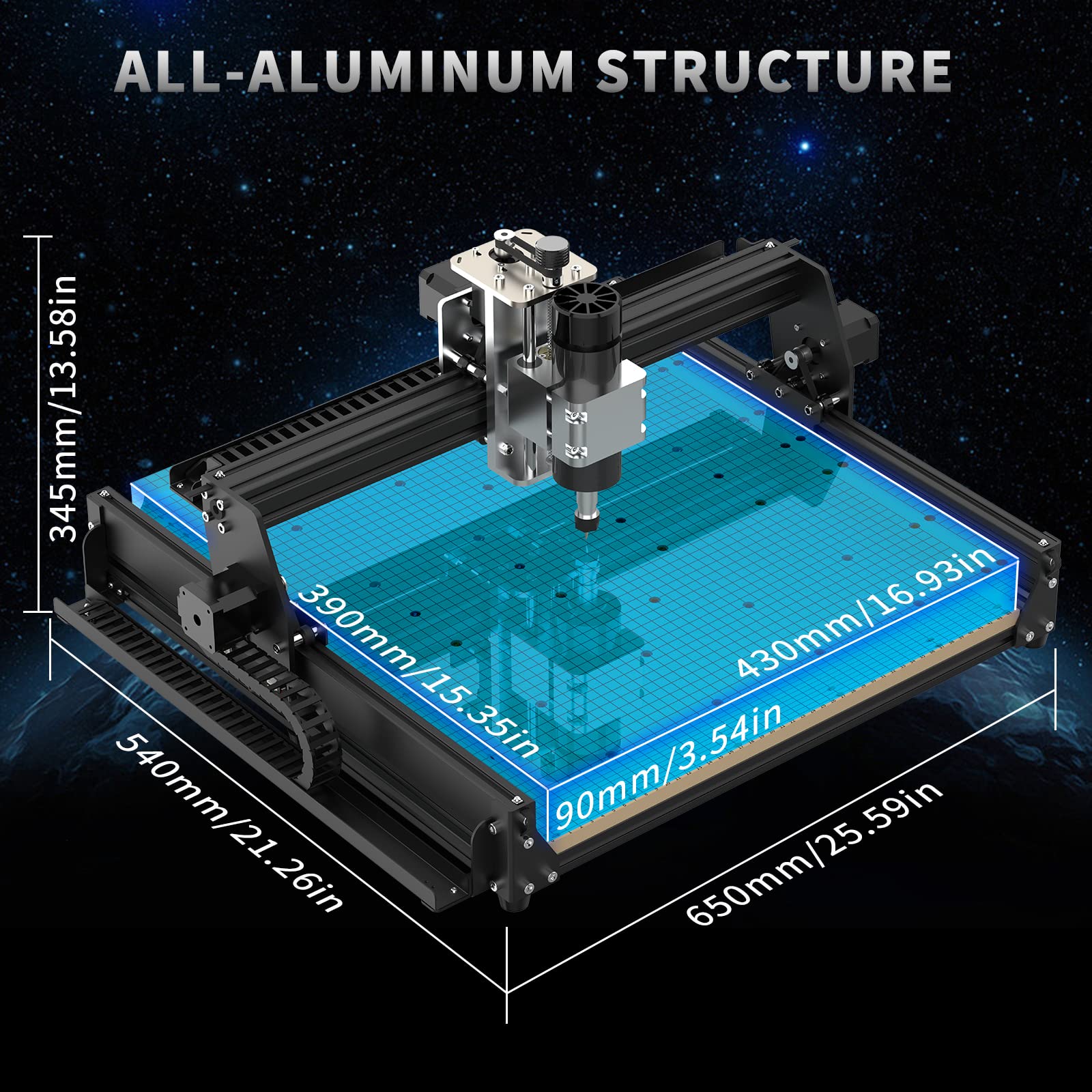 500W CNC Router Machine, MYSWEETY 4540 CNC Wood Router 3 Axis Metal Milling Machine for Engraving Carving Wood Acrylic MDF PCB Plastic, Working Area: 430 * 390 * 90mm(16.9 * 15.4 * 3.5inch)