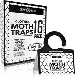 clothing moth traps 16 pack - non toxic moth traps for clothes with pheromone attractant - closet moth traps odorless sticky traps for closet, carpets - trap a pest