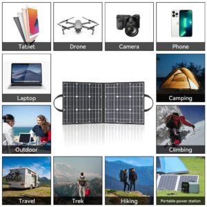 GOFORT Portable Power Station 172.8Wh & 100W 18V Portable Solar Panel Foldable Solar Charger with USB 18V DC QC 3.0 Output