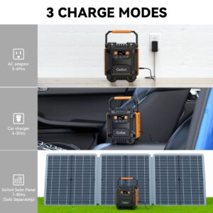 GOFORT Portable Power Station 172.8Wh & 100W 18V Portable Solar Panel Foldable Solar Charger with USB 18V DC QC 3.0 Output