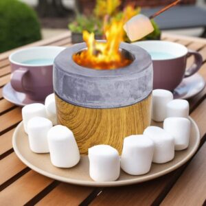 hpoeude tabletop fire pit, personal smores maker, natural concrete portable table top fire bowl