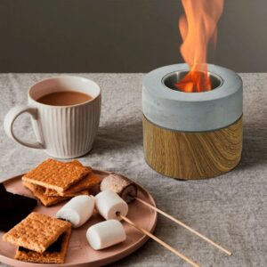 Hpoeude Tabletop Fire Pit, Personal Smores Maker, Natural Concrete Portable Table Top Fire Bowl