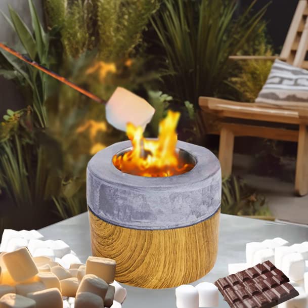 Hpoeude Tabletop Fire Pit, Personal Smores Maker, Natural Concrete Portable Table Top Fire Bowl