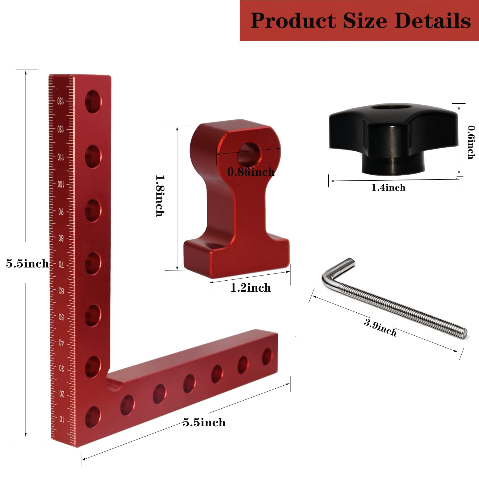 90 Degree Clamp Corner Square, 4PCS Carpenter Right Angle Clamp Woodworking Corner Clamping Tool for Box Cabinets 5.5" x 5.5"