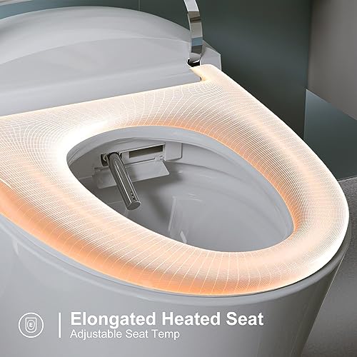 HOROW Smart Toilet with Heated Bidet, Instant Warm Water, Pre-Wet, Tankless Toilet with Dual Flush System 1/1.27 GPF