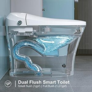 HOROW Smart Toilet with Heated Bidet, Instant Warm Water, Pre-Wet, Tankless Toilet with Dual Flush System 1/1.27 GPF