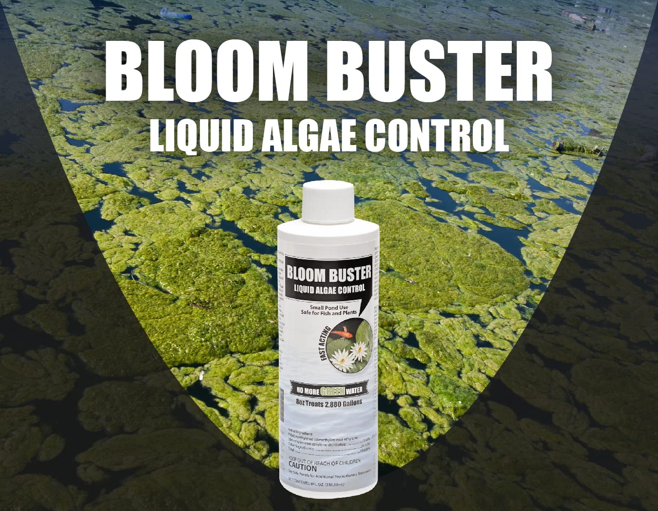 Bloom Buster Algae Control for Fish Ponds & Water Gardens - 8 Ounces - Safe for Koi Fish, Goldfish & Plants - Controls Algae in Ponds & Water Features, EPA Registered