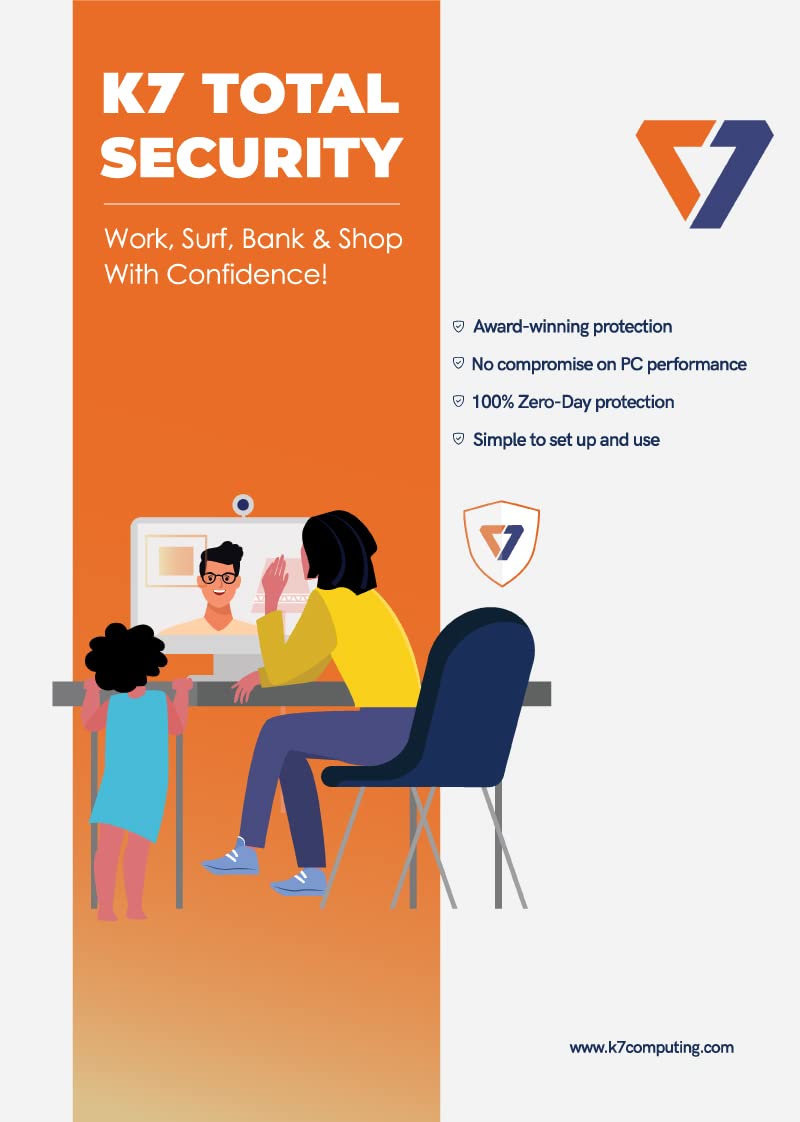 K7 Total Security Antivirus 2024 for Windows laptop/pc |5 User, 2 years| Antivirus, Internet security,Data security,Threat Protection|24hr Email Delivery