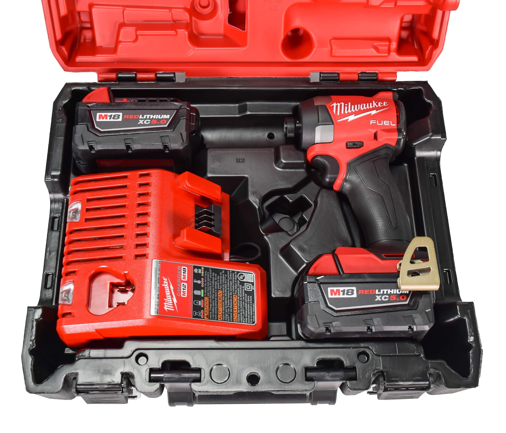 Milwaukee 2953-22 18V Cordless Brushless 1/4" Hex Impact Driver Kit with (2) 5.0Ah Lithium Ion Batteries, Charger & Tool Case