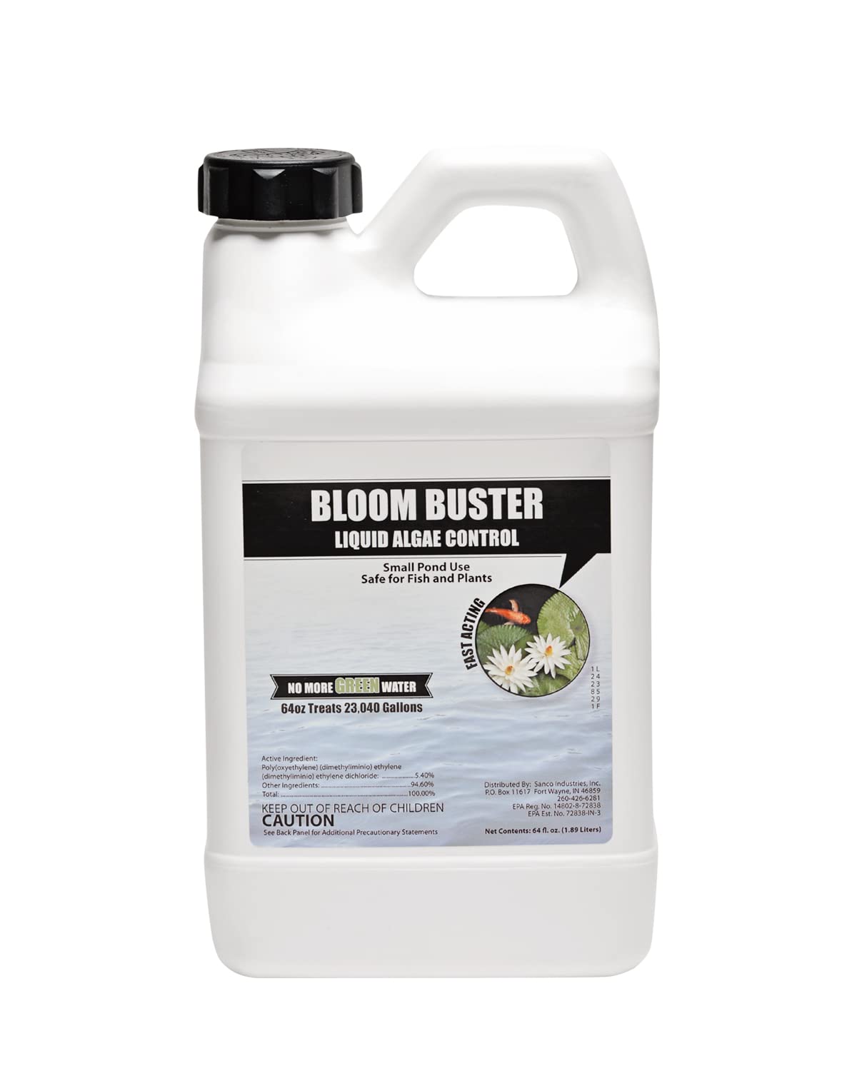 Bloom Buster Pond Algae Control - 64oz - Fast Acting Algaecide, Use in Fountains & Outdoor Ponds Containing Koi & Other Fish - EPA Registered