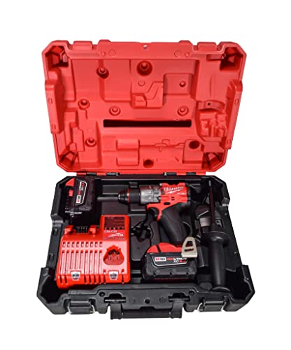 Milwaukee 2904-22 12V 1/2'' Hammer Drill/Driver Kit with (2) 5.0Ah Batteries, Charger & Tool Case Red