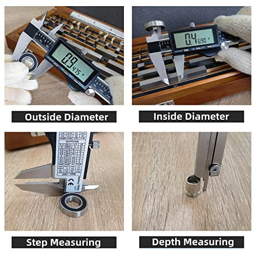 Digital Calipers 6 inch, Electronic Caliper Measuring Tool 150mm, Micrometer Fraction/Inch/mm with Large LCD Screen, Extreme Accuracy