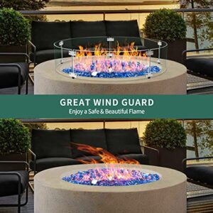 APROMISE Fire Pit Wind Guard - 33" x 7" Round Fire Pit Glass Wind Guard | Clear Tempered Glass Wind Guards for Fire Pits | Firepit Glass Wind Guard with Hard Aluminum Corner Bracket & Rubber Feet