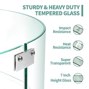 APROMISE Fire Pit Wind Guard - 33" x 7" Round Fire Pit Glass Wind Guard | Clear Tempered Glass Wind Guards for Fire Pits | Firepit Glass Wind Guard with Hard Aluminum Corner Bracket & Rubber Feet