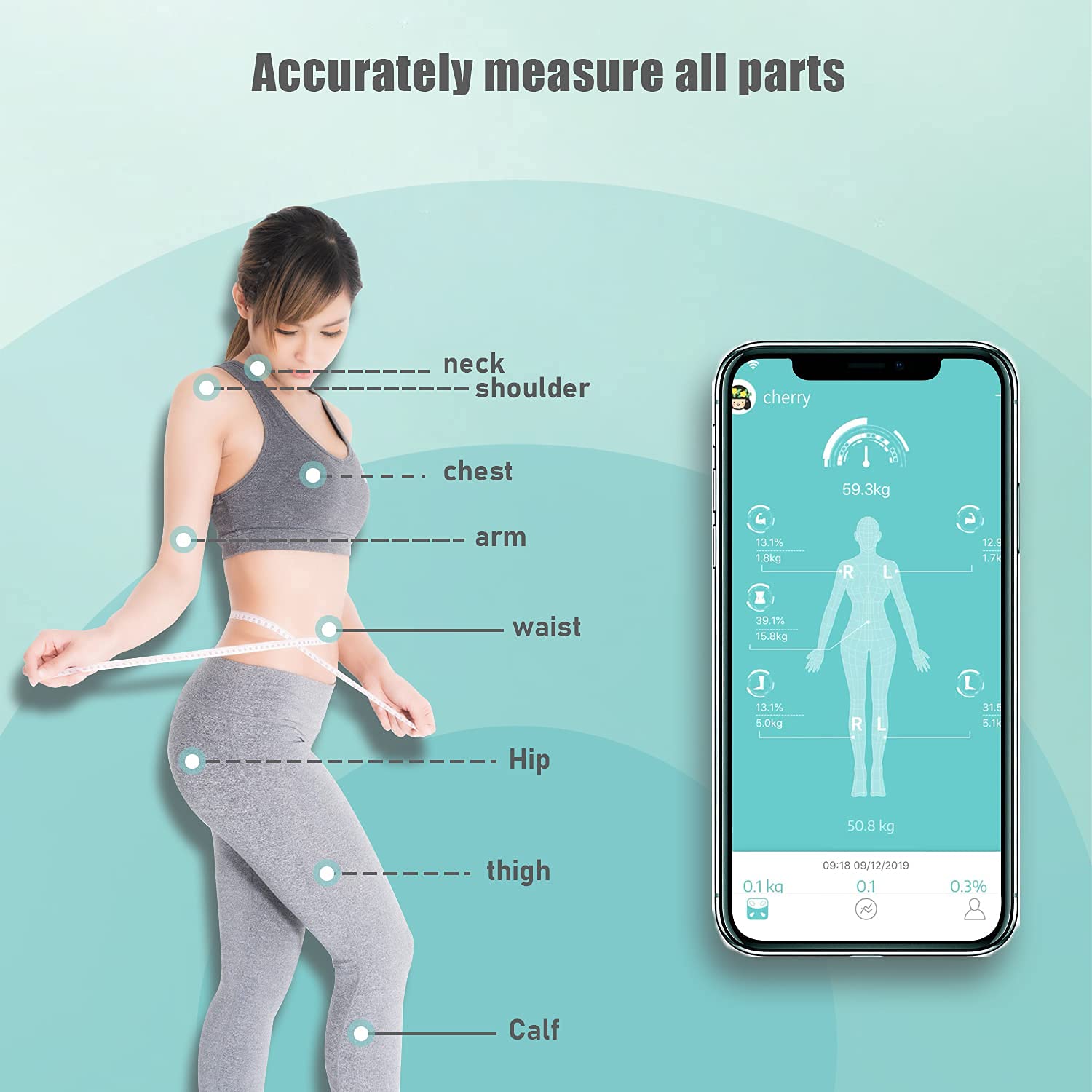 Body Tape Measure for Weight Loss,Forcefree+ Digital Body Measuring Tape with App,Smart Body Measurement Tracker with App,60inch,LCD Display,Easily Read