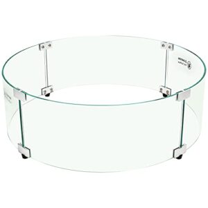 apromise fire pit wind guard - 23" x 7" fire pit glass wind guard for round fire pit table | 1/4-inch thickness tempered glass & hard aluminum corner brackets