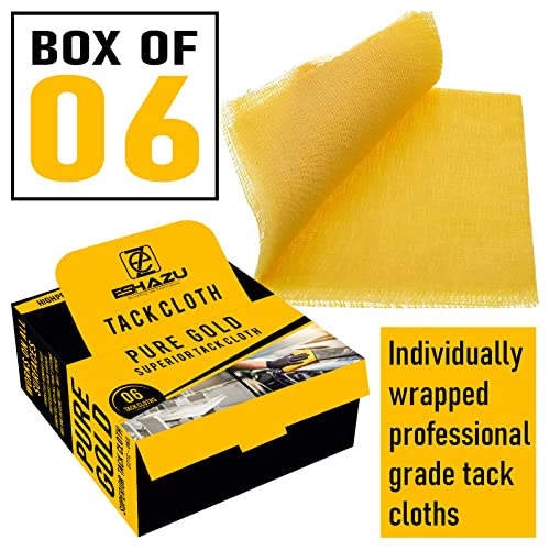 Eshazu Superior Tack Cloths (Box of 06) - Tack Rags for Woodworking and Painters Professional Grade - Removes Dust, Sanding Particles, Cleans Surfaces - Wax and Silicone Free, Anti-Static