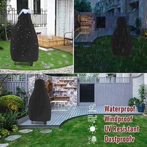 Chiminea Cover Outdoor Waterproof Chiminea Fire Pit Cover Heavy Duty Durable Chiminea Protection Cover with Drawstring Black