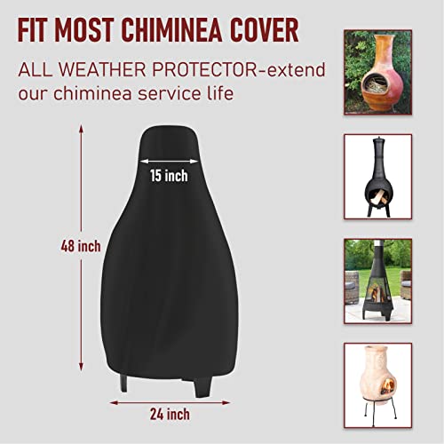 Chiminea Cover Outdoor Waterproof Chiminea Fire Pit Cover Heavy Duty Durable Chiminea Protection Cover with Drawstring Black