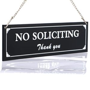 bedeone no soliciting sign for house, strong self adhesive no soliciting signs for home, hanging no solicitors sign for front door - premium frosted material with digitally printed, come with chain