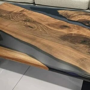 Epoxy Table, Epoxy Resin River Table, Plain Edge Wooden Table, Natural Wood,Dining Table With Metal Stand, Natural Epoxy Table, Resin Table 52" x 28" Inch