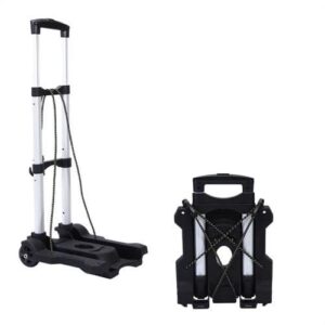 mount plus a6 folding luggage cart and dolly | 77 lb capacity | portable lightweight luggage trolley cart with telescoping handle and 4 rubber wheels | steel frame