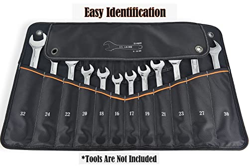 22-Pockets Wrench Roll, 0.25-1.25" Wrench-Set Tool Roll, Wrench roll bag, Tool wrap, Wrench bag, Wrench wrap, Wrench sleeve, Wrench pouch, Wrench tool roll, Wrench holder bag, Wrench roll up organizer