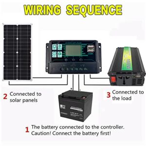 TYJJKDQW 25 Watt 12 Volt Monocrystalline Solar Panel Module Off Grid Charging RV Boat (20AController+1000W 12Vto220V Inverter Kit)