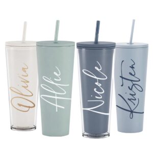double wall personalized tumbler with straw 24 oz | acrylic custom tumbler with straw | lid and straw | personalized gifts for women
