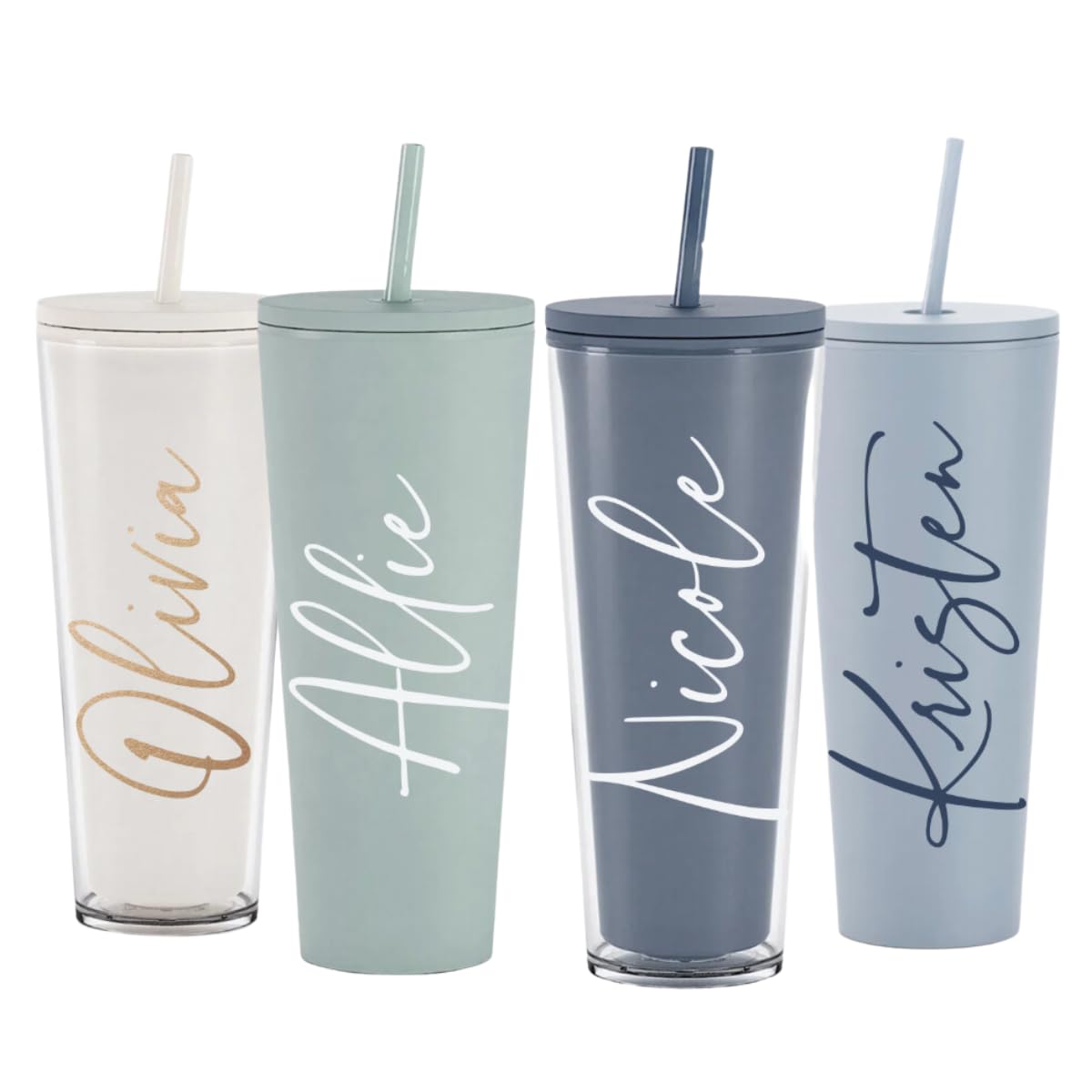 Double Wall Personalized Tumbler with Straw 24 oz | Acrylic Custom Tumbler with Straw | Lid and Straw | Personalized Gifts for Women