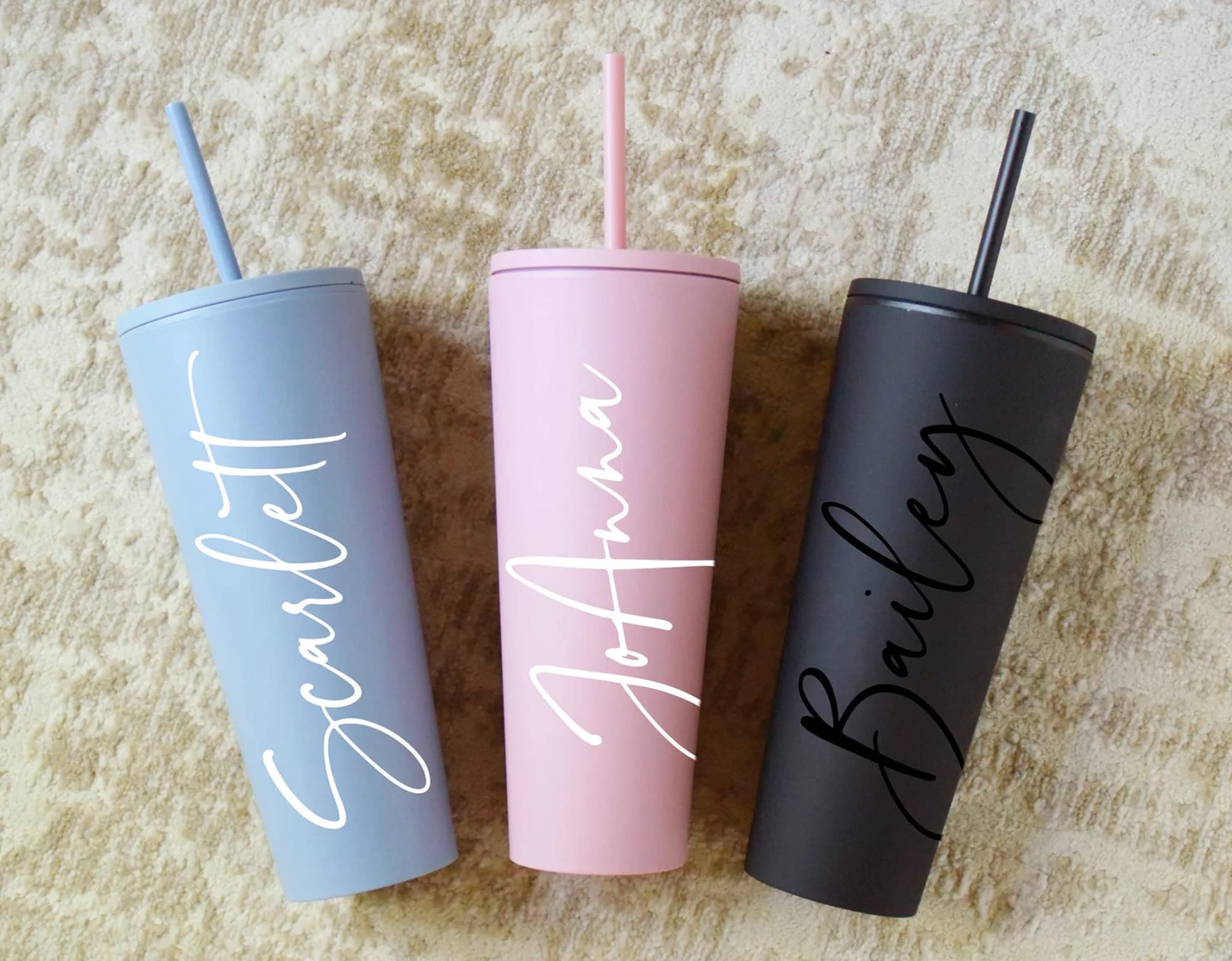 Double Wall Personalized Tumbler with Straw 24 oz | Acrylic Custom Tumbler with Straw | Lid and Straw | Personalized Gifts for Women