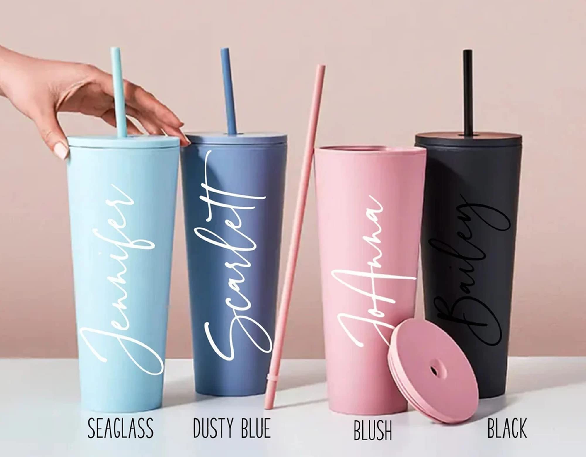 Double Wall Personalized Tumbler with Straw 24 oz | Acrylic Custom Tumbler with Straw | Lid and Straw | Personalized Gifts for Women