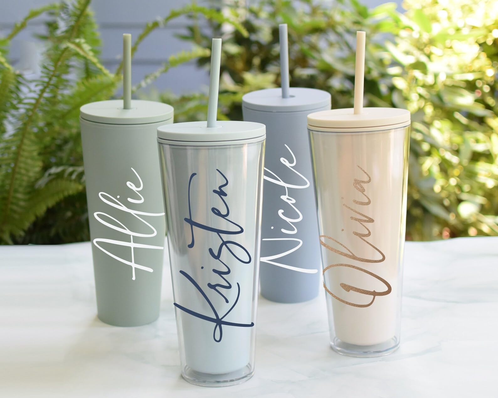 Double Wall Personalized Tumbler with Straw 24 oz | Acrylic Custom Tumbler with Straw | Lid and Straw | Personalized Gifts for Women