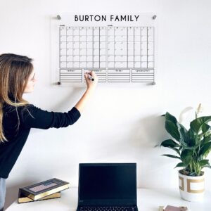 Acrylic Two Month Wall Calendar - Personalized Calendar 2024, Two Month Planner Family Calendar 2024 Calendar w Marker, Monthly and Weekly Double