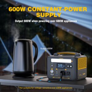 VTOMAN Jump 600X Portable Power Station 600W (1200W Peak), 299Wh LiFePO4 (LFP) Battery Powered Generator with 2x 110V/600W AC Outlets, 60W PD, Regulated 12V DC Output for RV/Van Camping & Home Backup