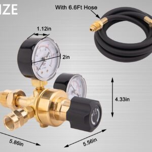 CGA580 Argon CO2 Regulators, Argon Gauges Gas Welding Regulator Compatible with Mig Tig Miller Lincoln Weld 0-4500PSI / 0-10BAR - CO2 Argon Regulator with 6.6Ft Hose