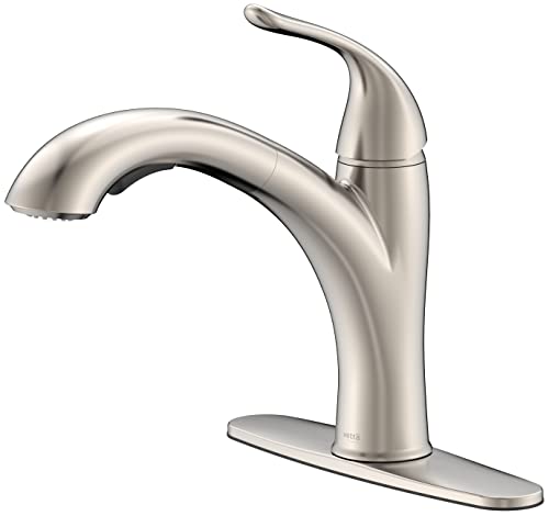 Kitchen Sink Faucet - Single Handle Pull-Out Sprayer Kitchen Faucet in Brushed Nickel with Deckplate(Brushed Nickel)…