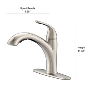 Kitchen Sink Faucet - Single Handle Pull-Out Sprayer Kitchen Faucet in Brushed Nickel with Deckplate(Brushed Nickel)…