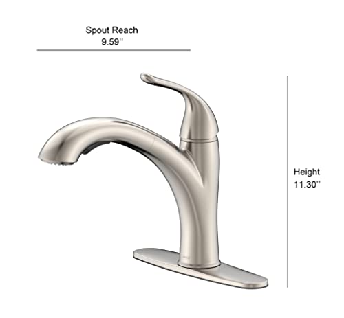 Kitchen Sink Faucet - Single Handle Pull-Out Sprayer Kitchen Faucet in Brushed Nickel with Deckplate(Brushed Nickel)…