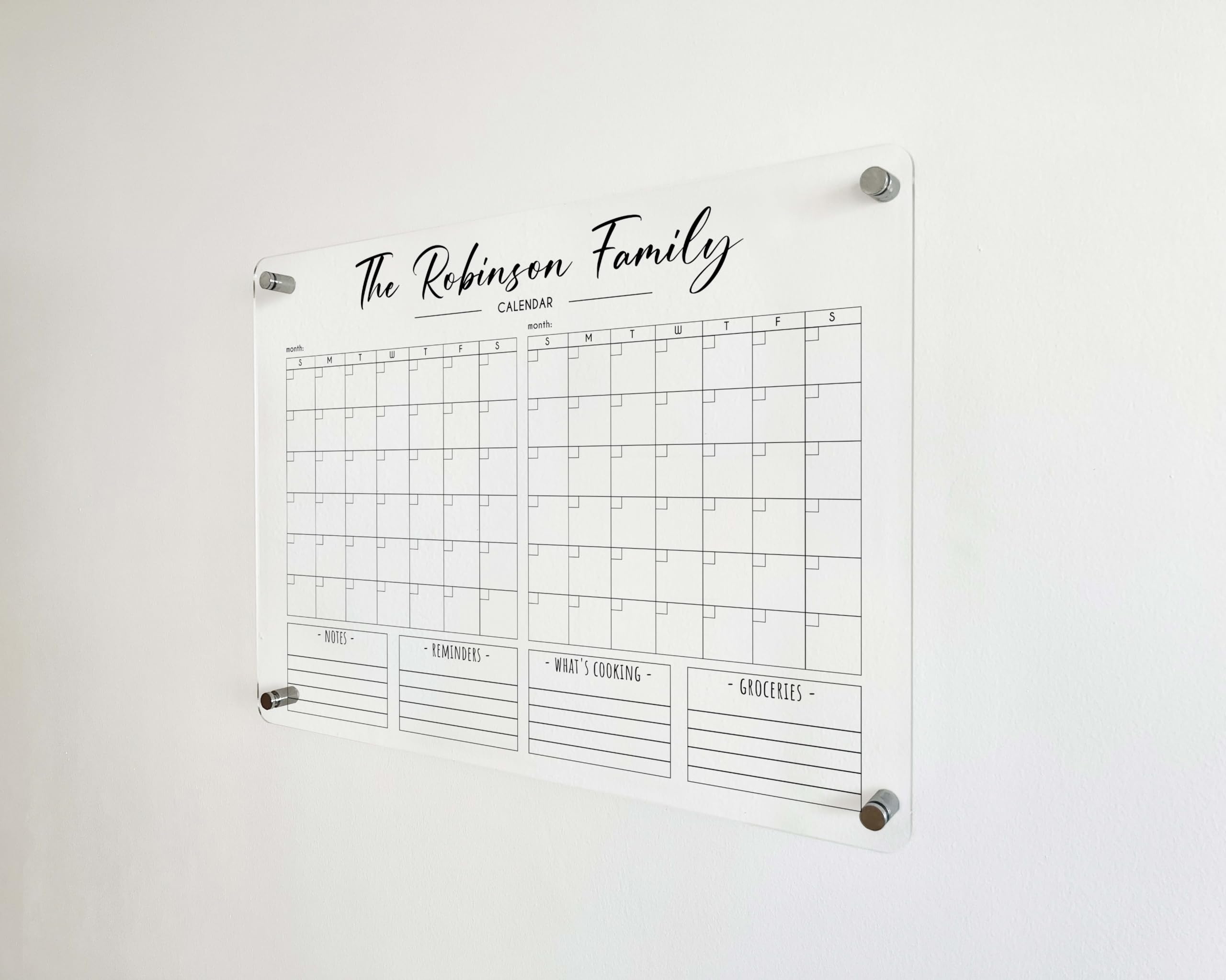 DOUBLE MONTH Calendar Two Month Wall Calendar -Personalized Calendar 2024 Two Month Planner Family Calendar 2024 Calendar w Marker