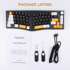 EPOMAKER Feker Alice Layout Gasket 68-Key Hot Swappable Bluetooth/2.4Ghz/ Type-C Wired/Wireless Gaming Keyboard, with 8000mAh Battery, NKRO, RGB Backlight, Dye-sub PBT Keycaps, for Win/Mac (Black)